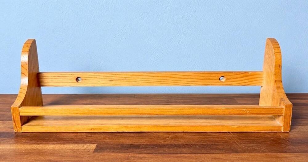Vintage Narrow Wooden Wall Shelf | Cottage Kitchen Spice Rack (15" Long)